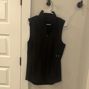 EUC Women’s Size S Small Fitted UA Under Armour Brand Black Thin Zip-Up Vest